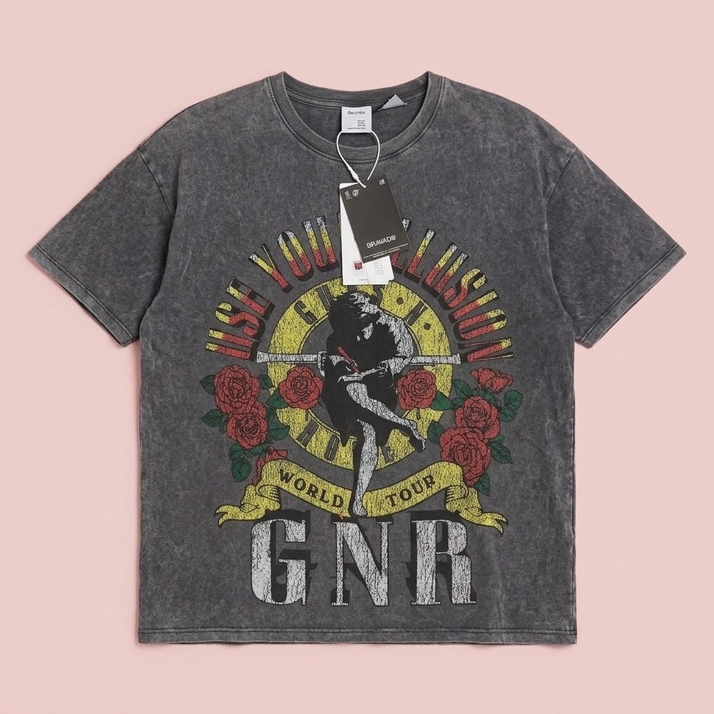 NWT Bershka Grey Rose T-Shirt